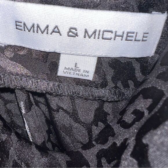 Emma & Michele Black Animal Print Satin Cowl Neck Maxi Dress Size L - Picture 3 of 3